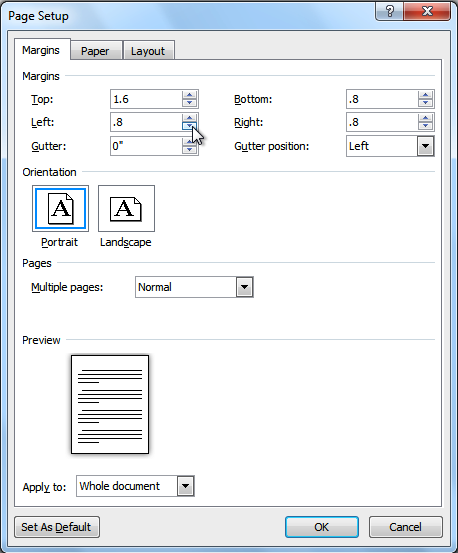 Page Setup